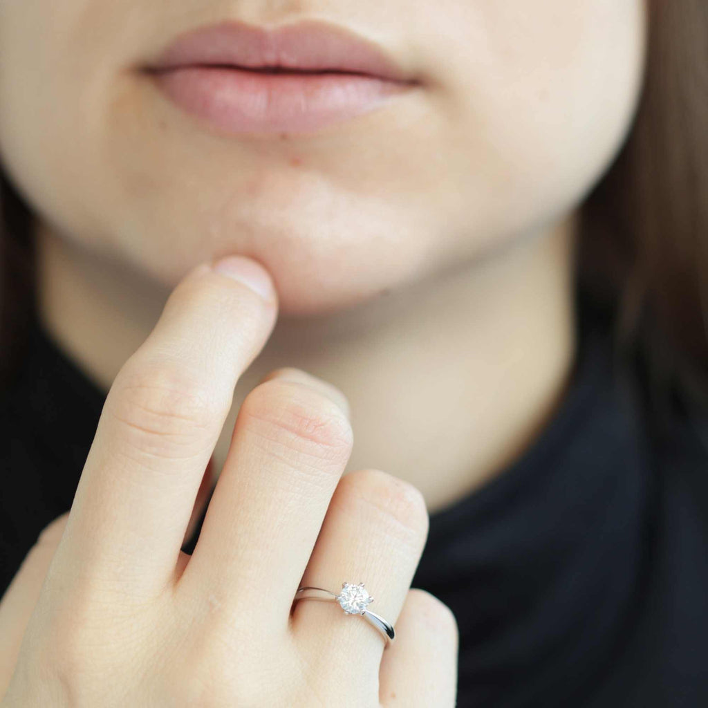 Satinski 0.5 carat moissanite solitaire dainty resizable engagement ring