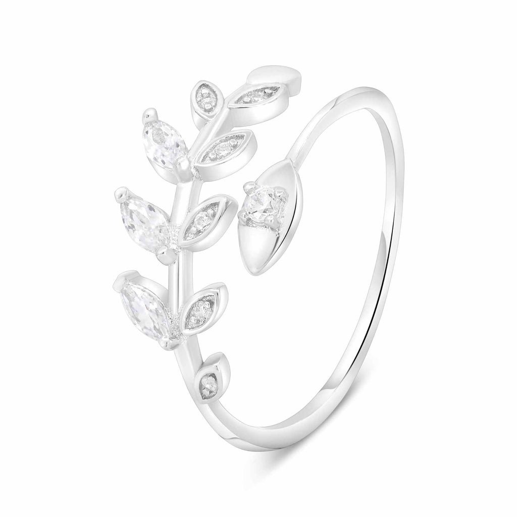 Satinski gold-plated silver olive branch leaf tree adjustable ring