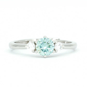 0.5 Carat Green Moissanite Engagement Ring – Adjustable Sterling Silver Band for Women