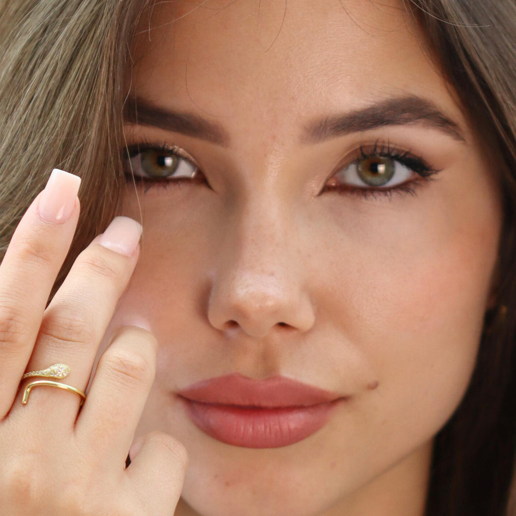 Adjustable Animal Snake Ring 18K Gold-Plated Silver Crystal Pave Open by Satinski