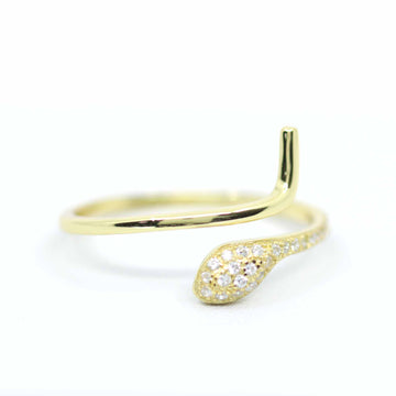 Adjustable Animal Snake Ring 18K Gold-Plated Silver Crystal Pave Open by Satinski