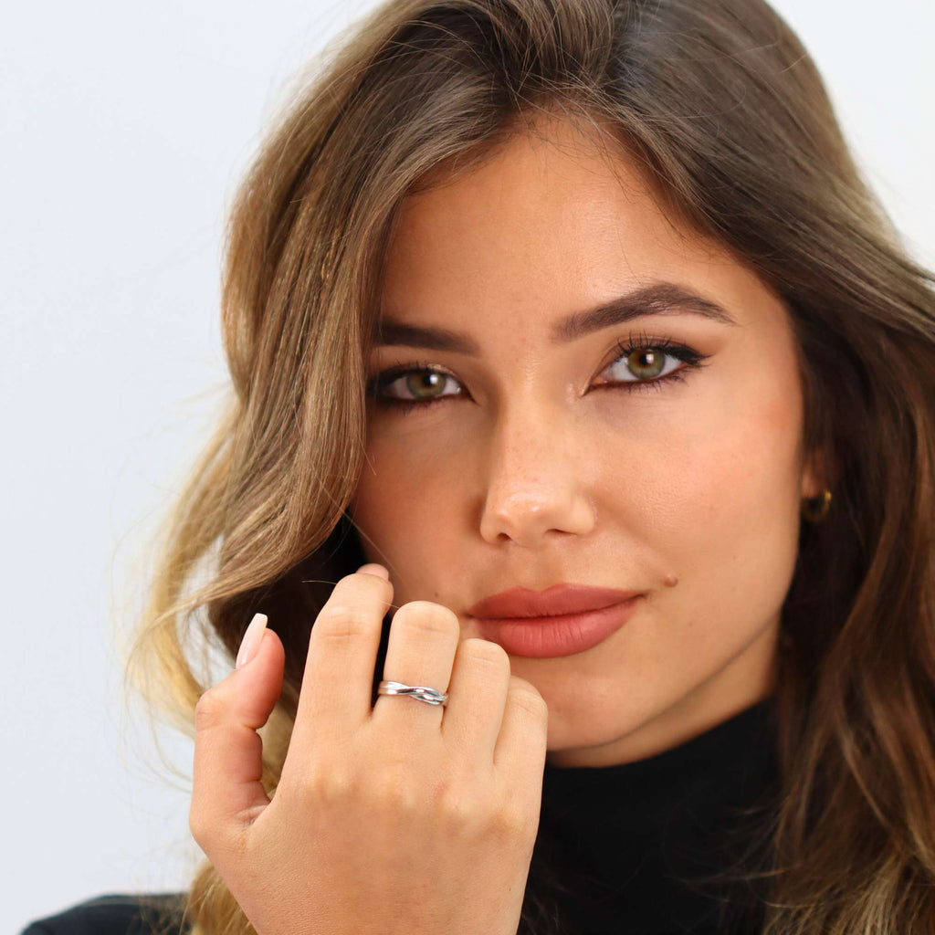 Adjustable Sterling Silver Twist Ring – Open Crossover Band for Women by Satinski