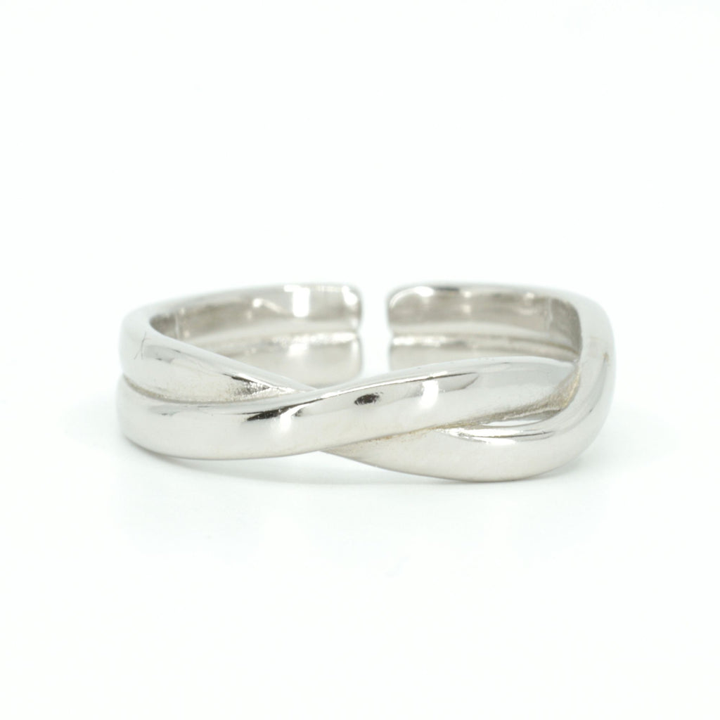 Adjustable Sterling Silver Twist Ring – Open Crossover Band for Women by Satinski