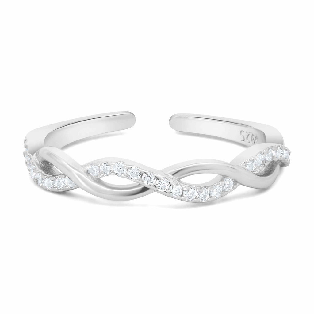 Adjustable Twist Crystal Stacking Ring for Women by Satinski