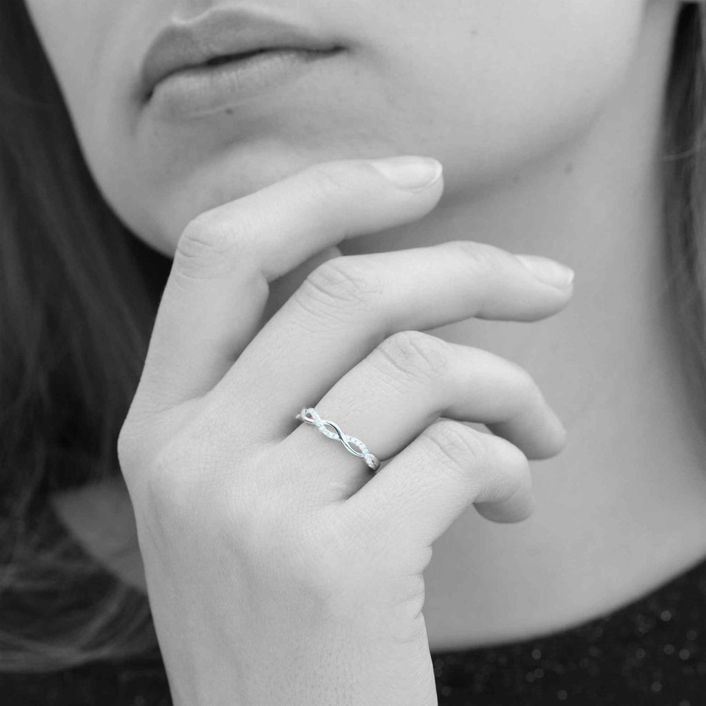 Adjustable Twist Crystal Stacking Ring for Women by Satinski