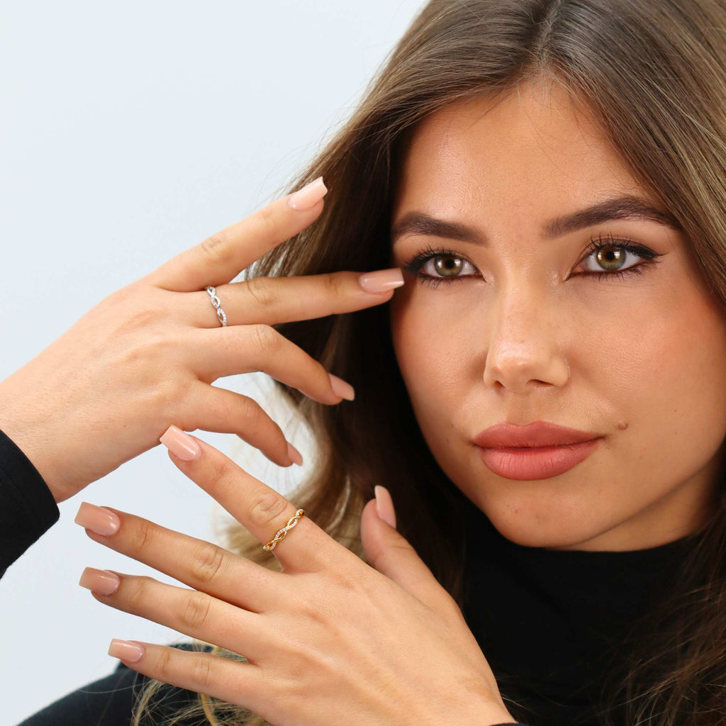 Adjustable Twist Crystal Stacking Ring for Women by Satinski