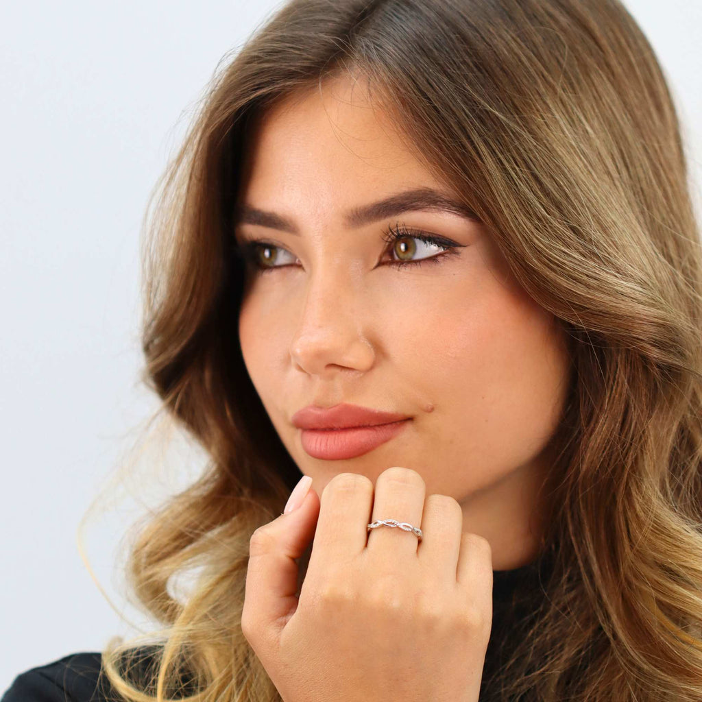 Adjustable Twist Crystal Stacking Ring for Women by Satinski