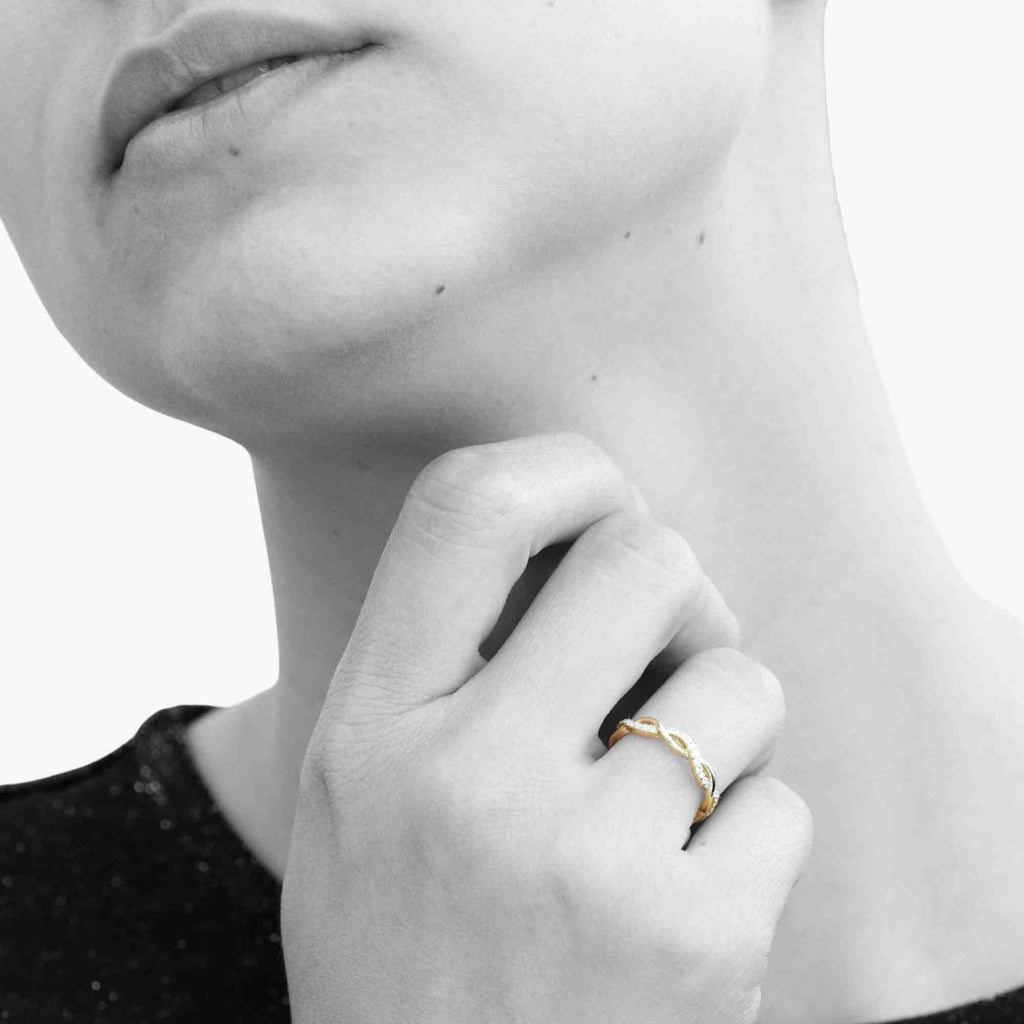 Adjustable Twist Crystal Stacking Ring for Women by Satinski