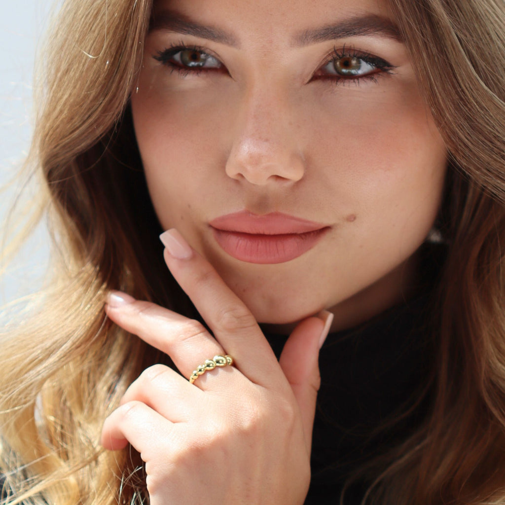 Dainty Open Ball Silver Adjustable Ring by Satinski