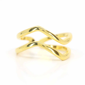 Double Wave Dainty Resizable Ring by Satinski - Adjustable Band in Gold & Silver for Women