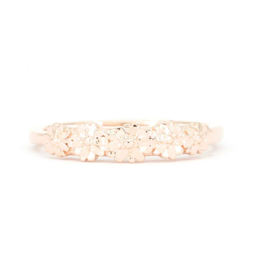 Gold Resizable Wedding Band Blossom Ring