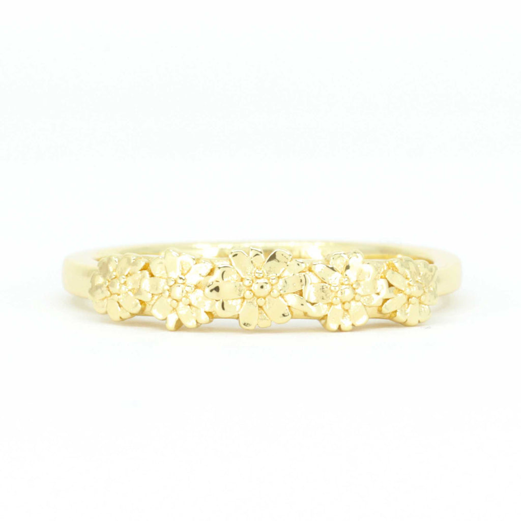 Gold Adjustable Blossom Flower Ring | Resizable Allring by Satinski