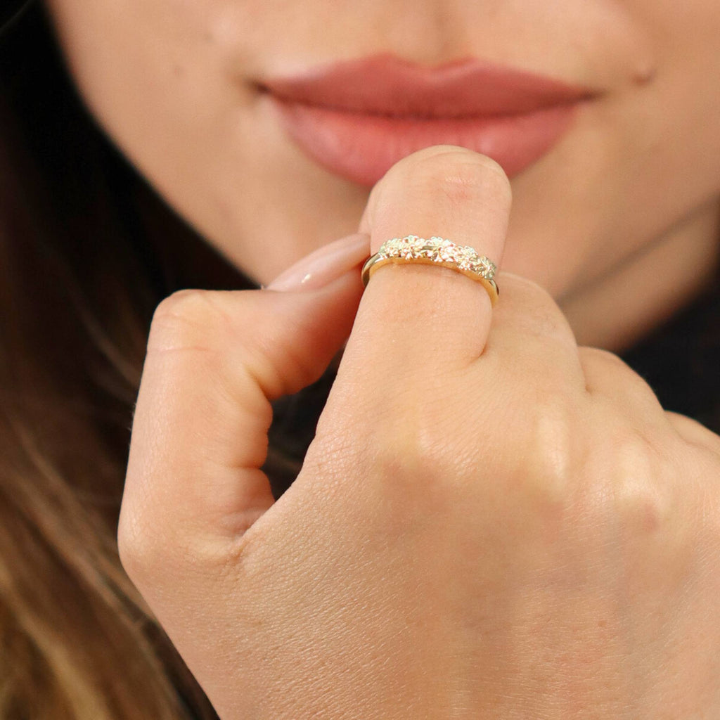 Gold Adjustable Blossom Flower Ring | Resizable Allring by Satinski