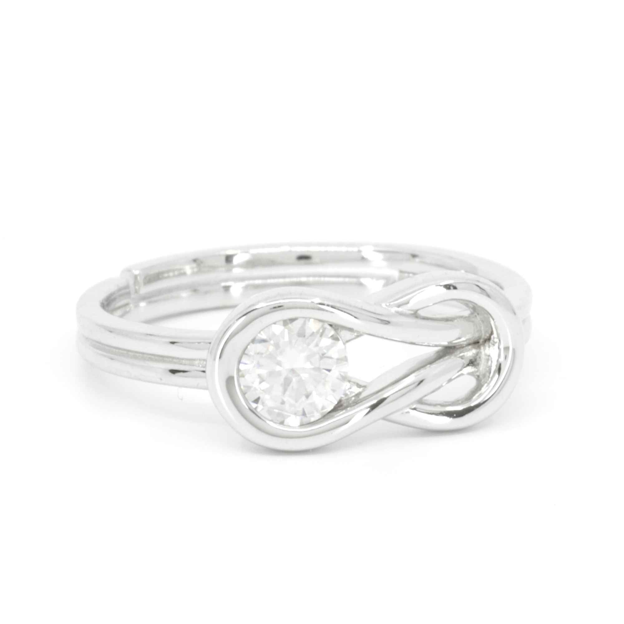 Infinity Silver Moissanite Adjustable Engagement Ring by Satinski