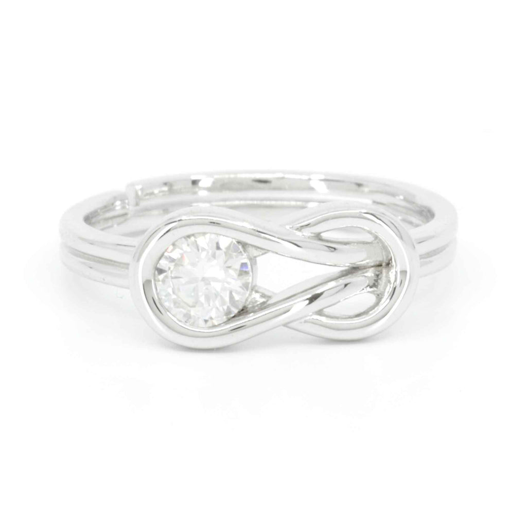 Infinity Silver Moissanite Adjustable Engagement Ring by Satinski 