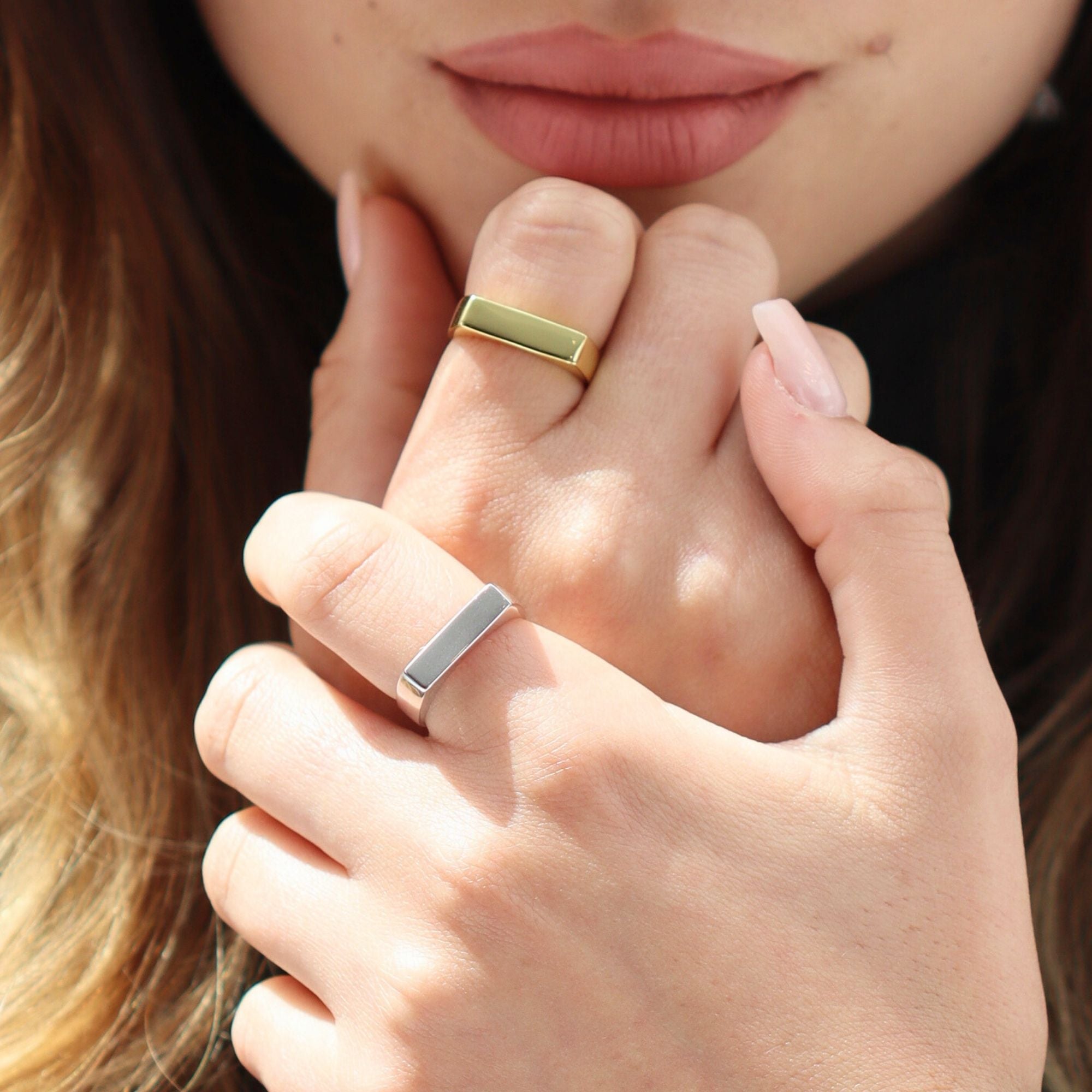 Bague Ajustable Argent Massif 925 - Design Barré - Neuve Sans Emballage