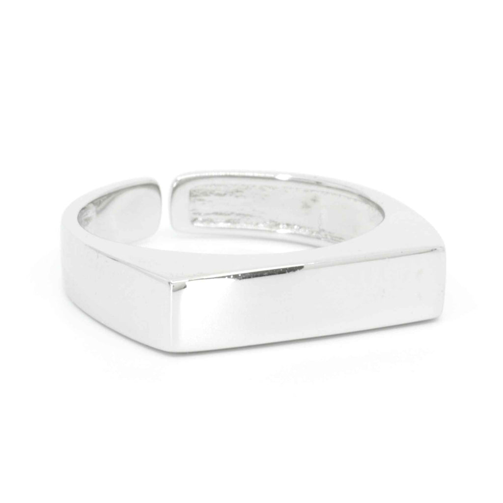 Modern Open Bar Resizable Ring by Satinski - Adjustable Band in Gold & Silver