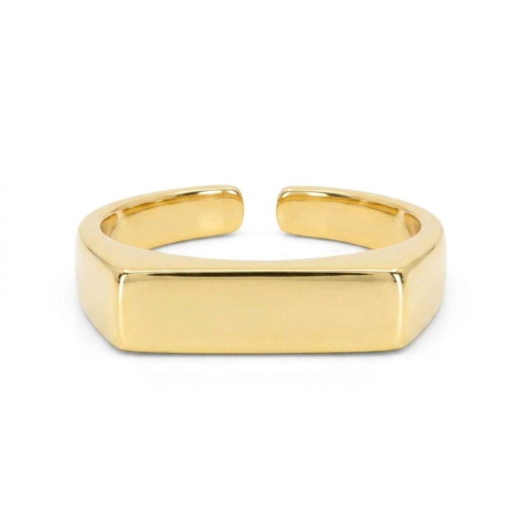 Modern Open Bar Resizable Ring by Satinski - Adjustable Band in Gold