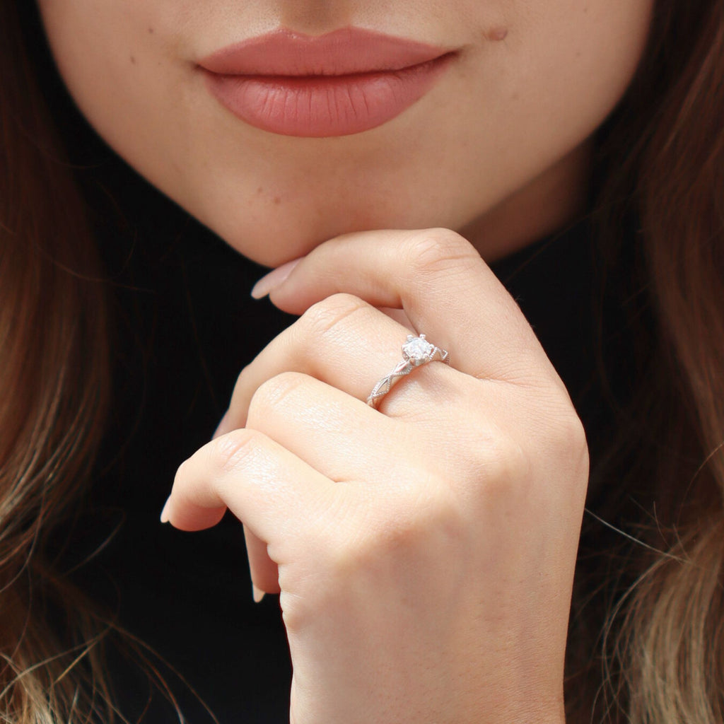 Moissanite Rhombus Resizable Solitaire Engagement Ring 0.5 Carat by Satinski