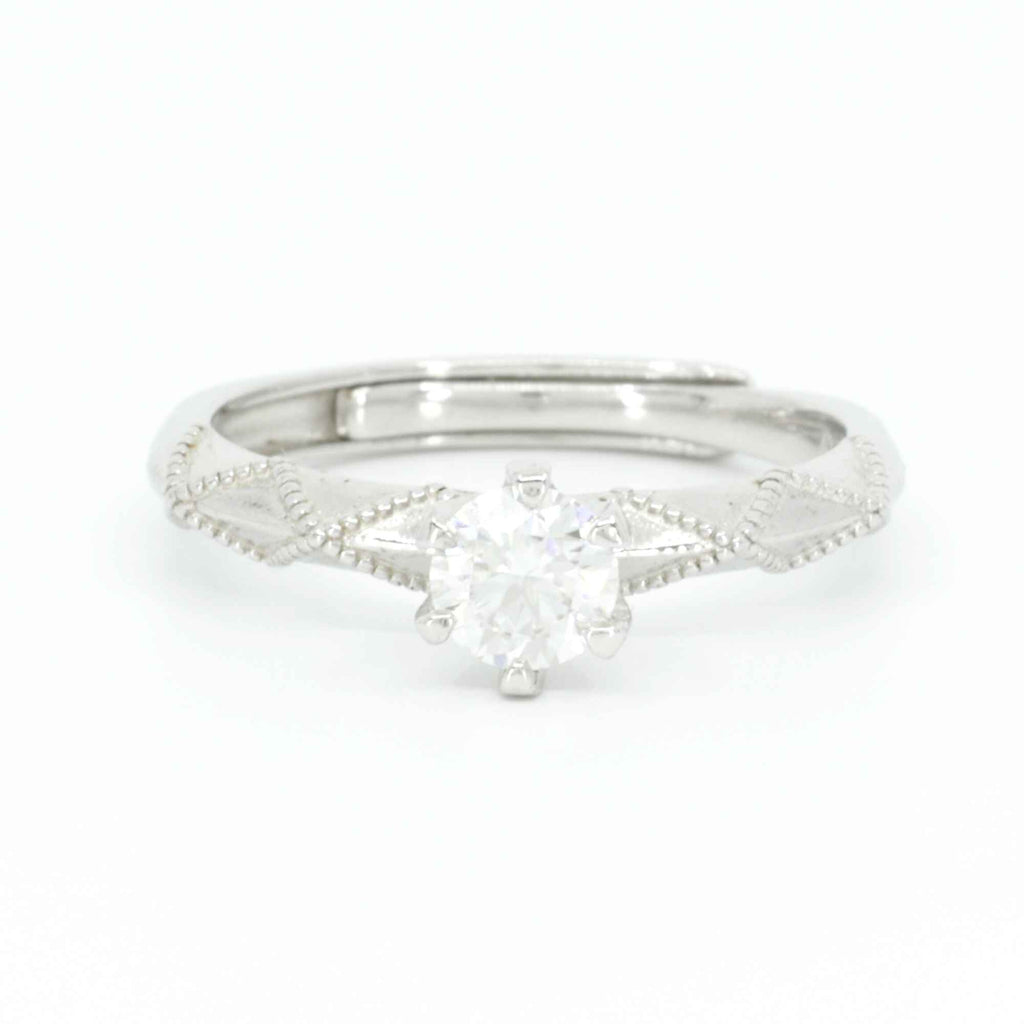 Moissanite Rhombus Resizable Solitaire Engagement Ring 0.5 Carat by Satinski