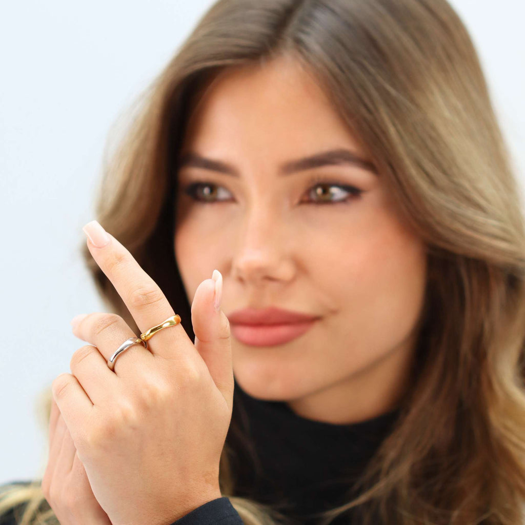 Ocean Wave Silver Resizable Stacking Ring by Satinski - Elegant & Adjustable