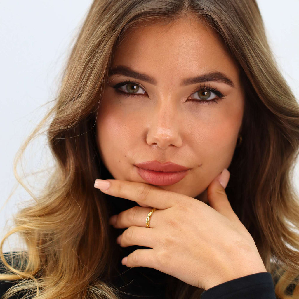 Satinski dainty twist braided resizable stacking ring