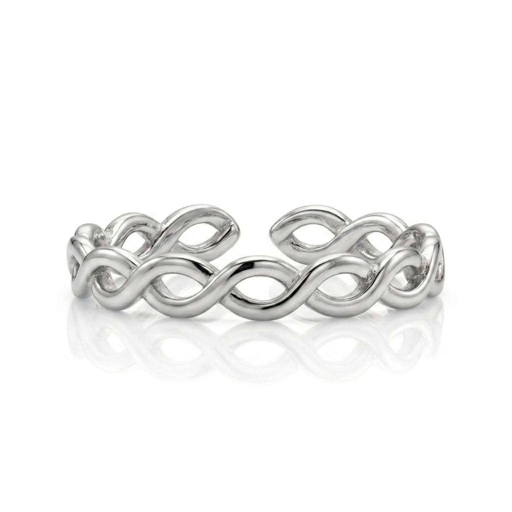 Satinski dainty twist braided resizable stacking ring