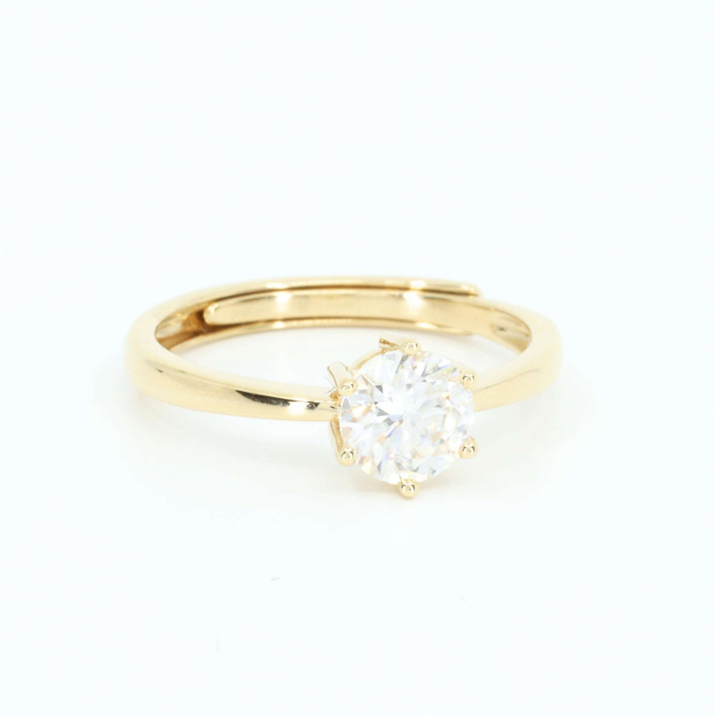 Dainty Resizable Solitaire Engagement Ring by Satinski - Elegant & Adjustable