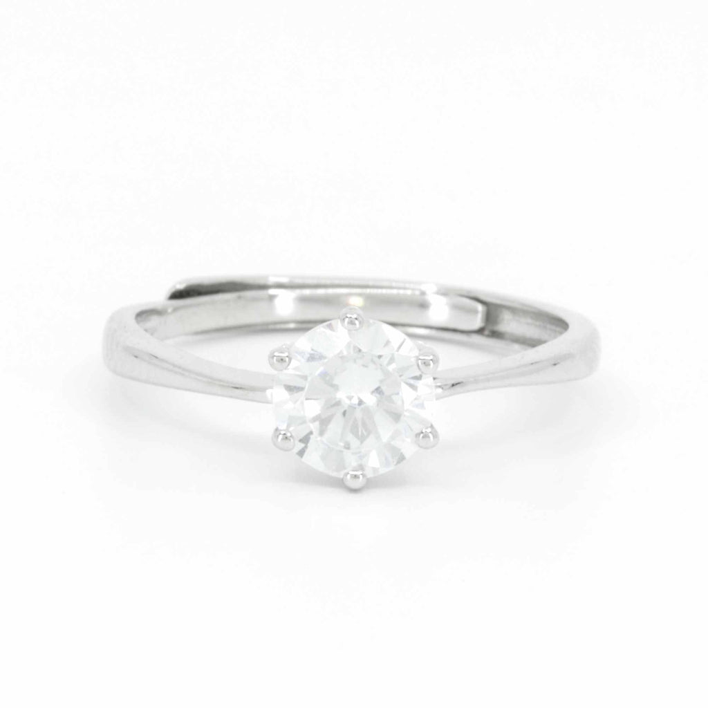 Dainty Resizable Solitaire Engagement Ring by Satinski - Elegant & Adjustable