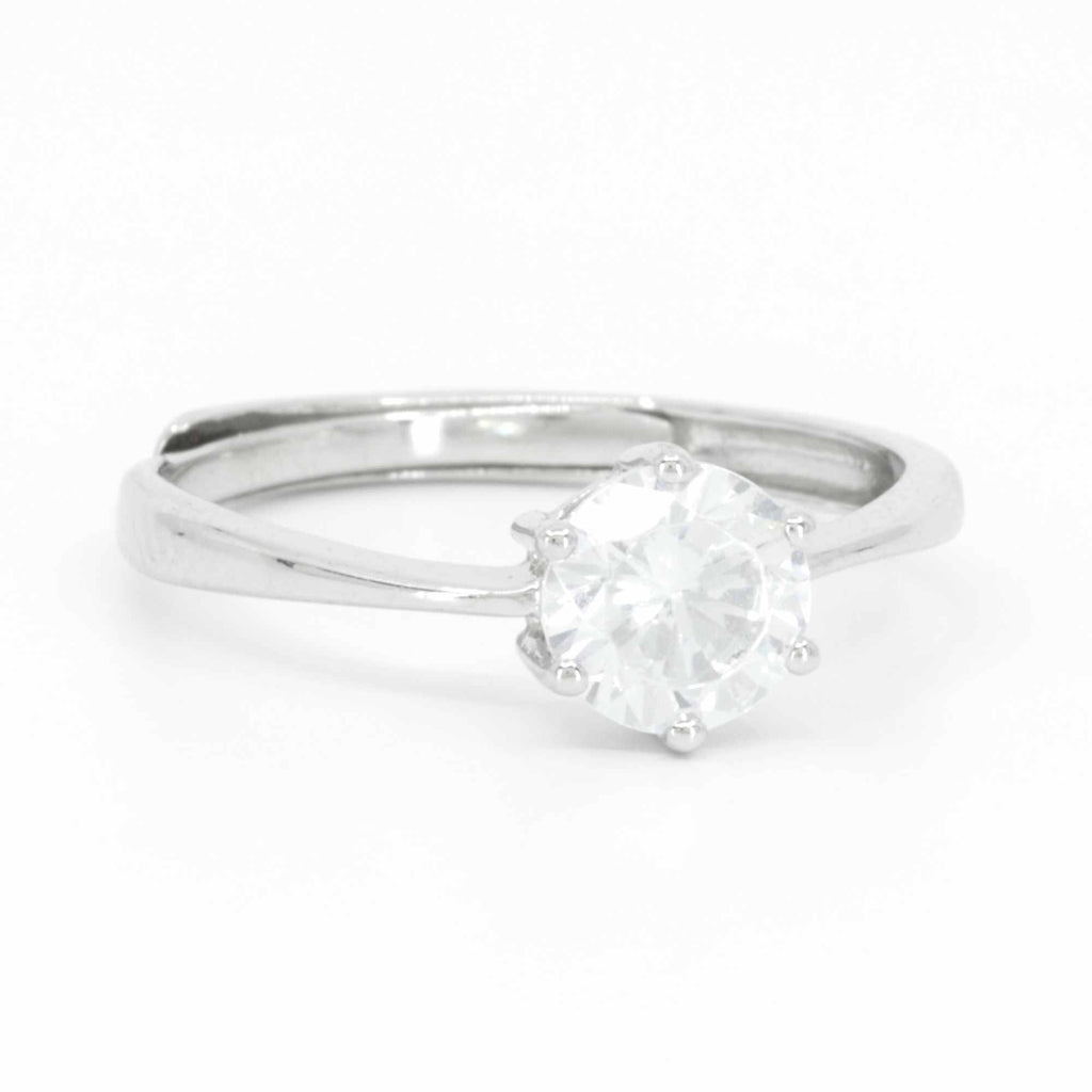 Dainty Resizable Solitaire Engagement Ring by Satinski - Elegant & Adjustable