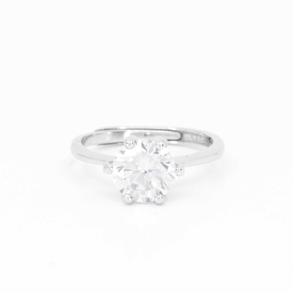 Satinski engagement ring dainty silver resizable solitaire crystal