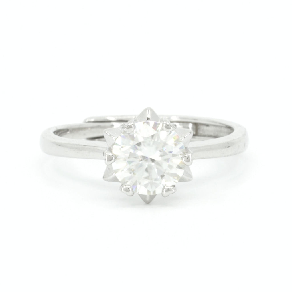 Satinski moissanite star hexagon solitaire resizable engagement ring