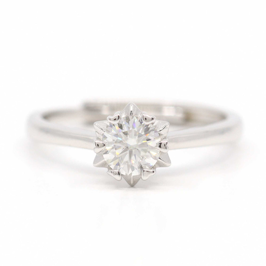 Satinski moissanite star hexagon solitaire resizable engagement ring
