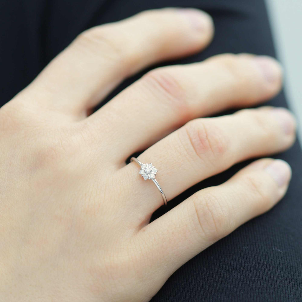 Satinski silver crystal sun resizable stacking ring