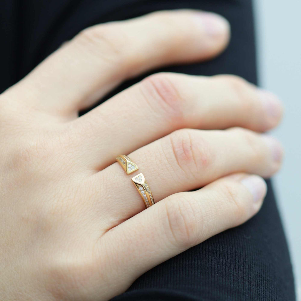 Satinski triangle antique open resizable stacking ring