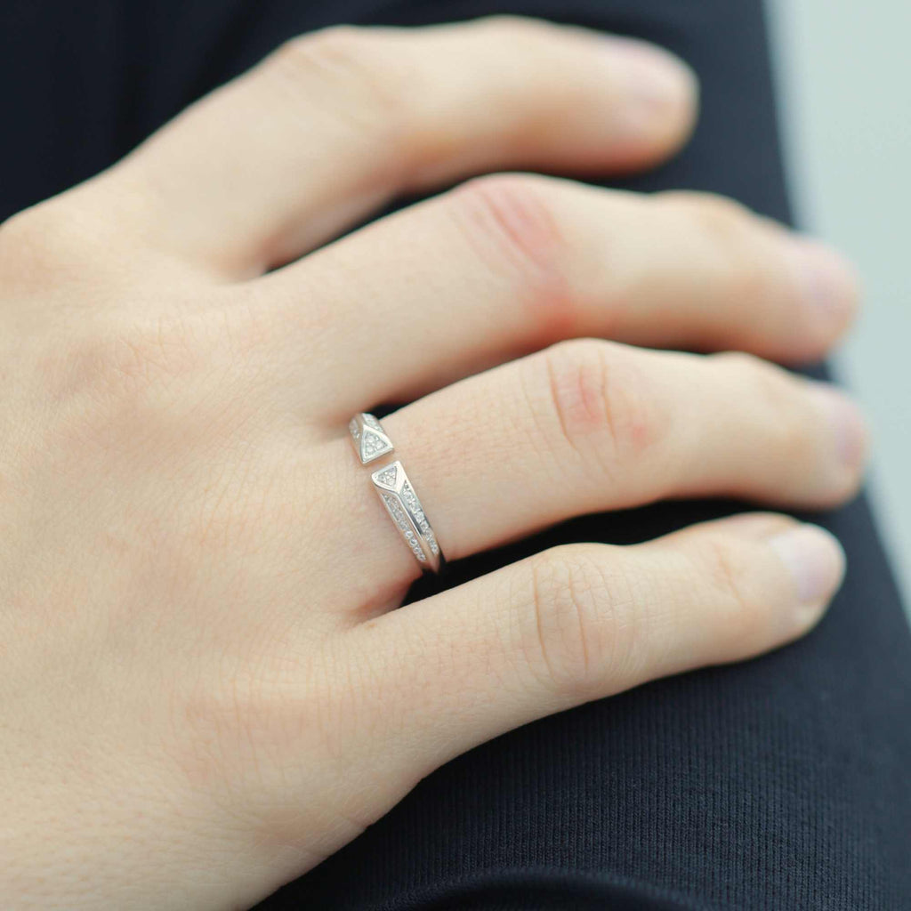 Satinski triangle antique open resizable stacking ring