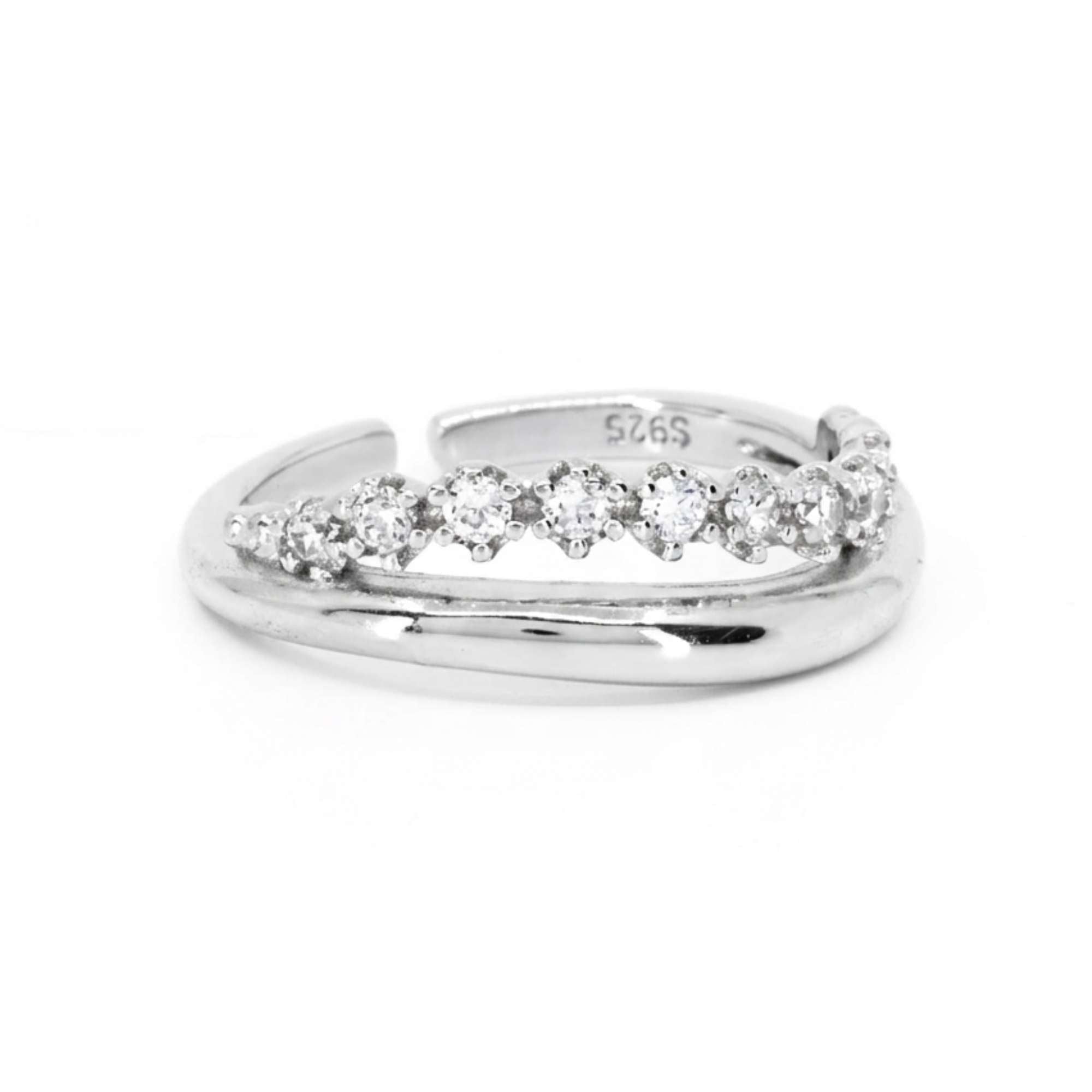 Satinski crystal wave resizable stacking ring