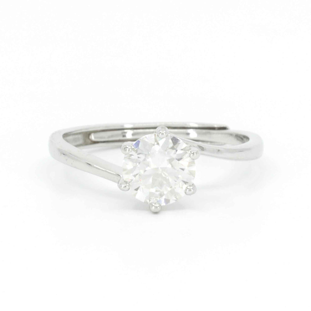 Satinski moissanite solitaire twisted resizable engagement ring
