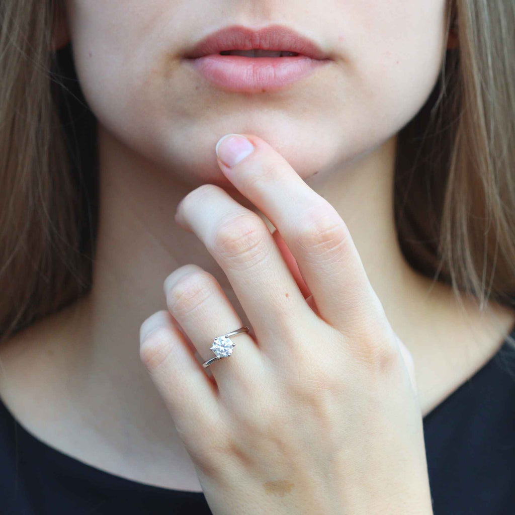 Satinski moissanite solitaire twisted resizable engagement ring