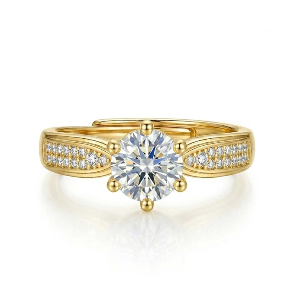 Satinski silver engagement solitaire crystal resizable ring