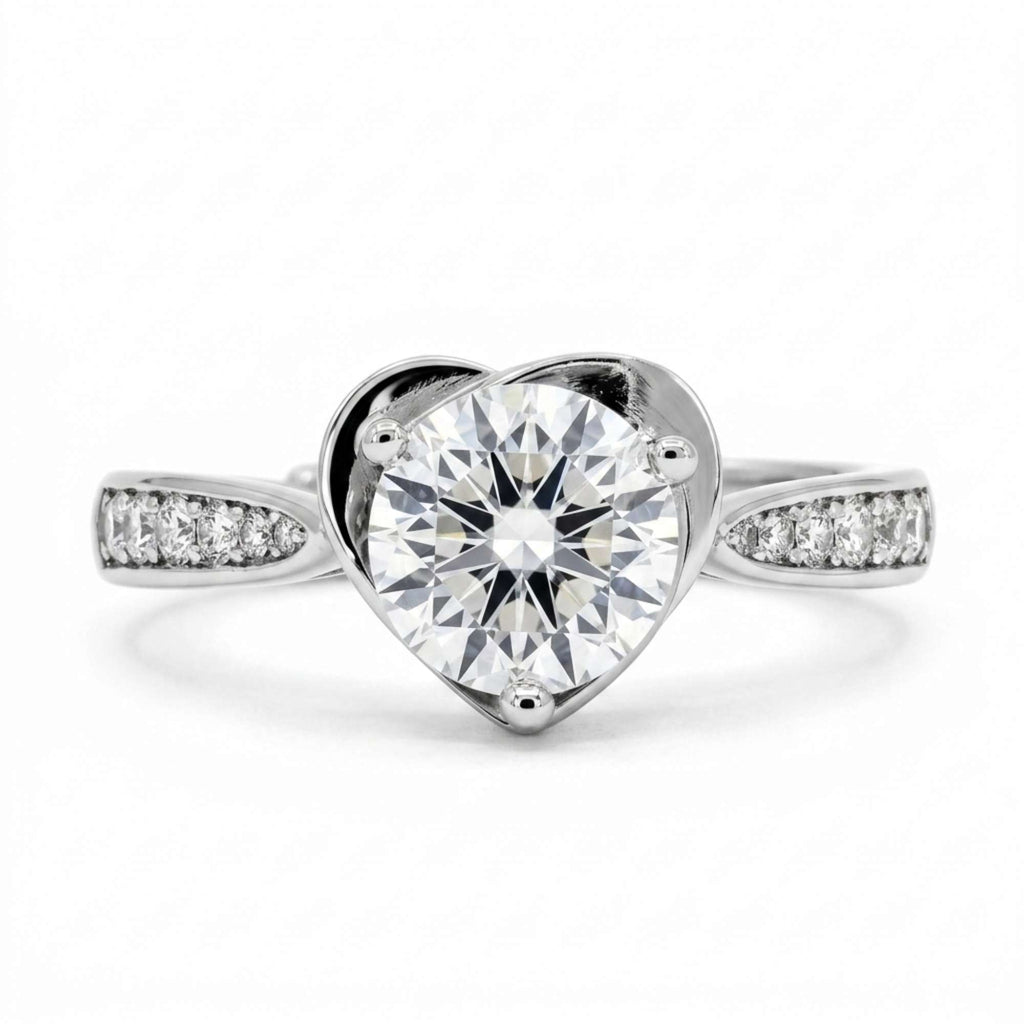 Silver Adjustable Heart Moissanite Engagement Ring for Women – Satinski