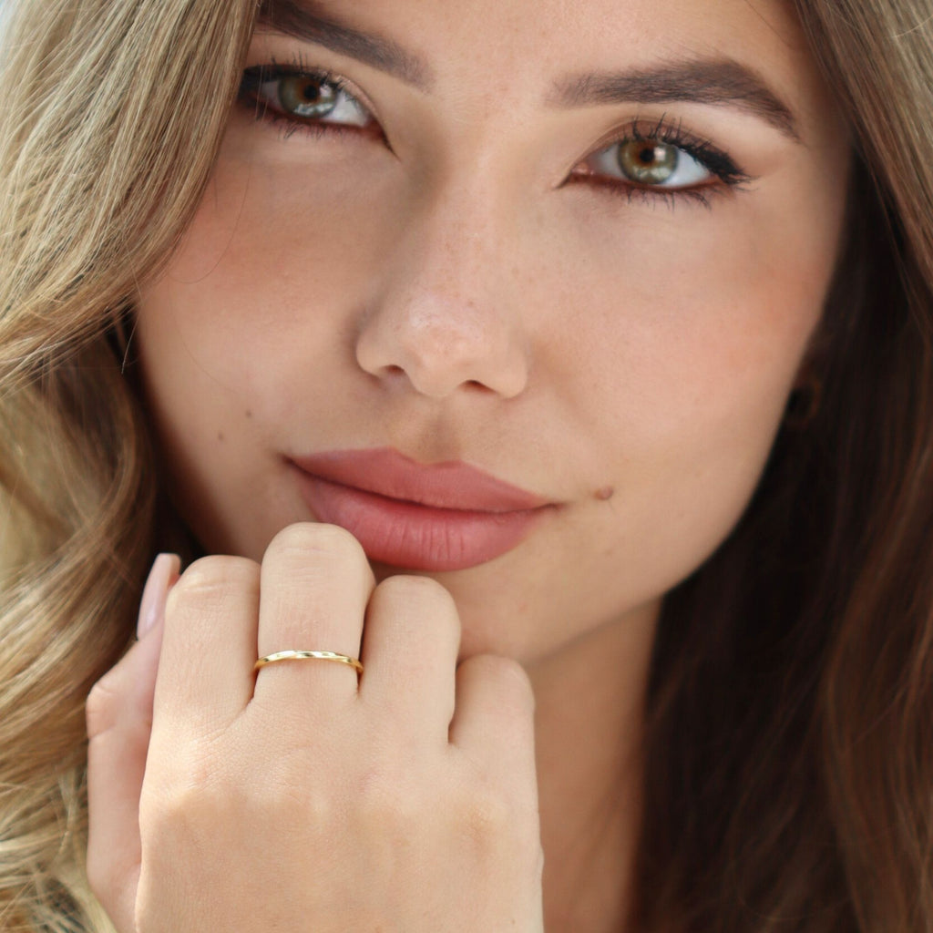 Tiny Thin Open Adjustable Dainty Ring - Resizable Gold and Silver Band by Satinski