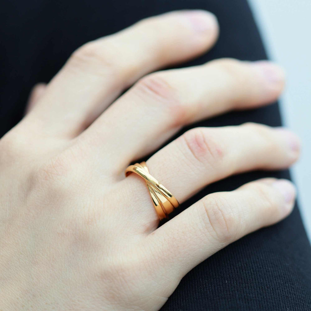 Triple Twist Open Resizable ring by Satinski