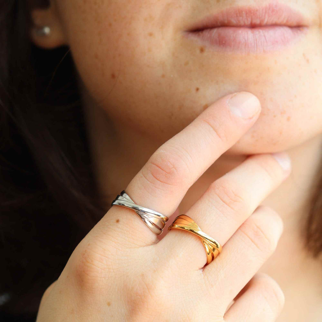 Triple Twist Open Resizable ring by Satinski