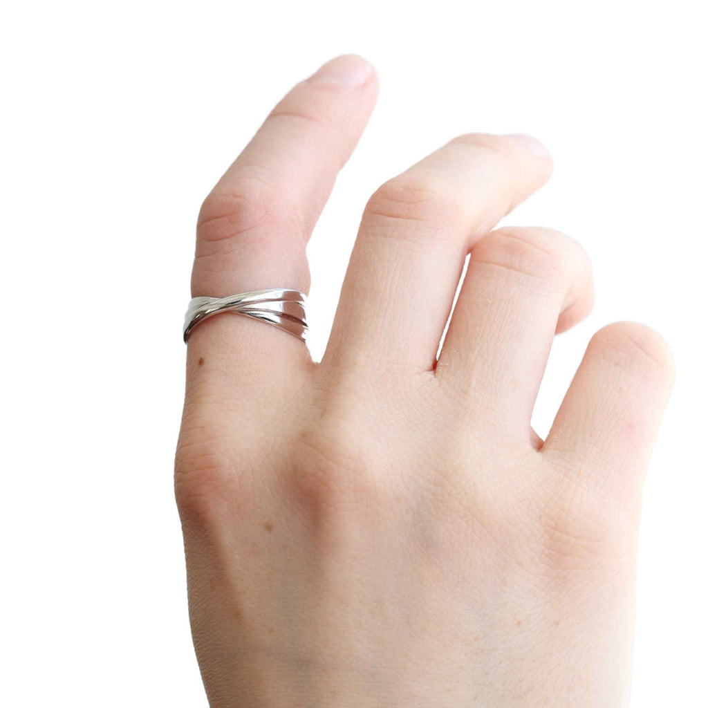 Triple Twist Open Resizable ring by Satinski