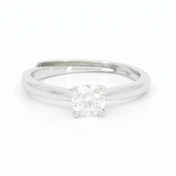 Dainty adjustable gold engagement ring with 0.5 ct moissanite, front view