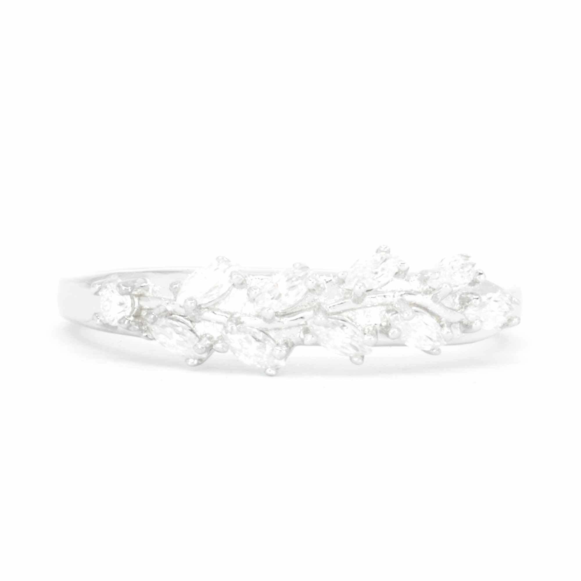 Allring Resizable Crystal Olive Branch Leaf Stacking Ring by