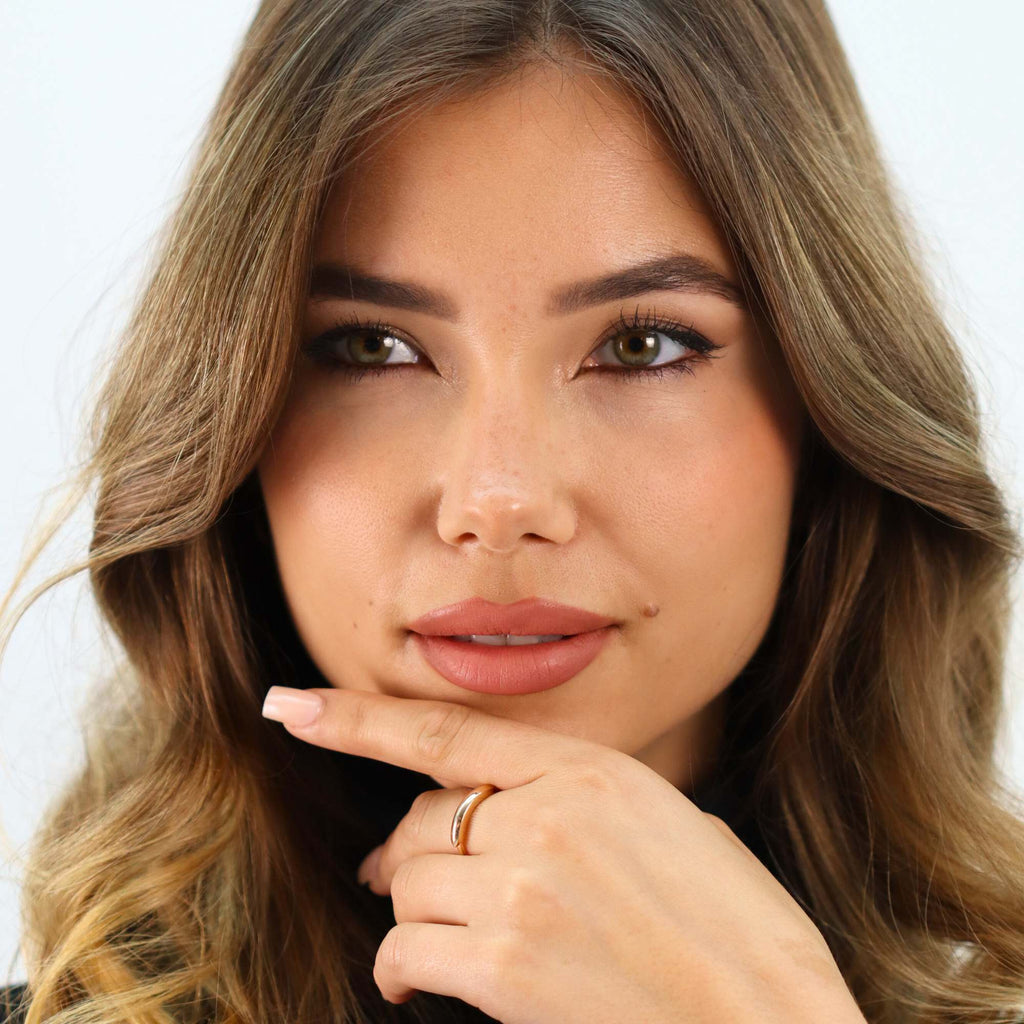 Allring Edge adjustable gold stacking ring for women, top view