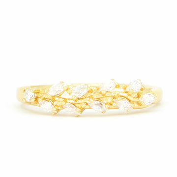 Allring adjustable gold crystal olive branch ring for women on white background, resizable and elegant