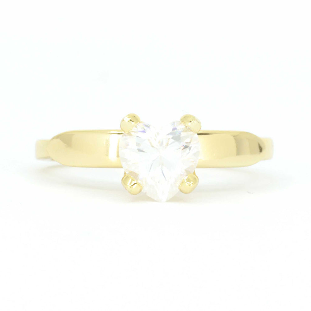 Gold Allring Heart Crystal Ring, front view showing sparkling heart-shaped crystal and adjustable band